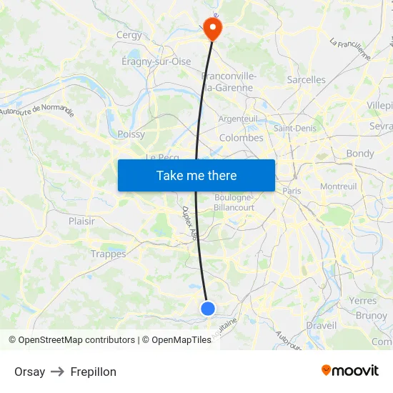 Orsay to Frepillon map