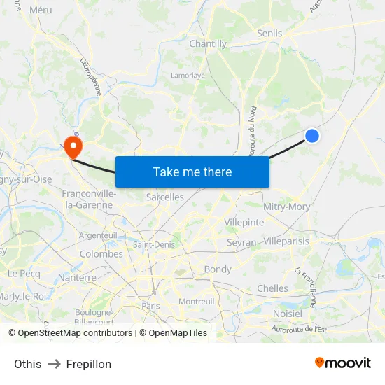 Othis to Frepillon map
