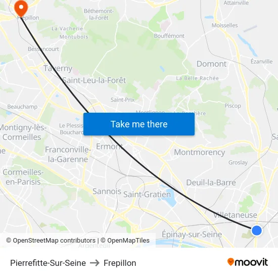 Pierrefitte-Sur-Seine to Frepillon map