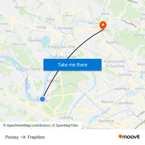 Poissy to Frepillon map