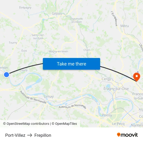 Port-Villez to Frepillon map