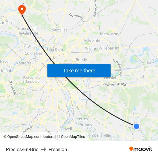Presles-En-Brie to Frepillon map