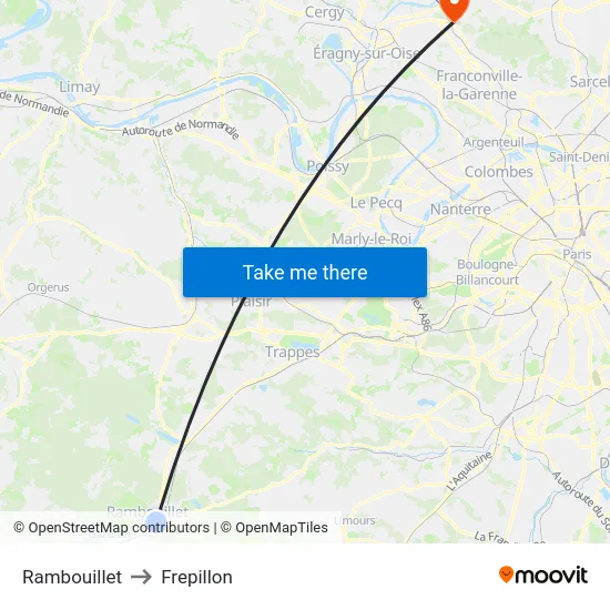 Rambouillet to Frepillon map