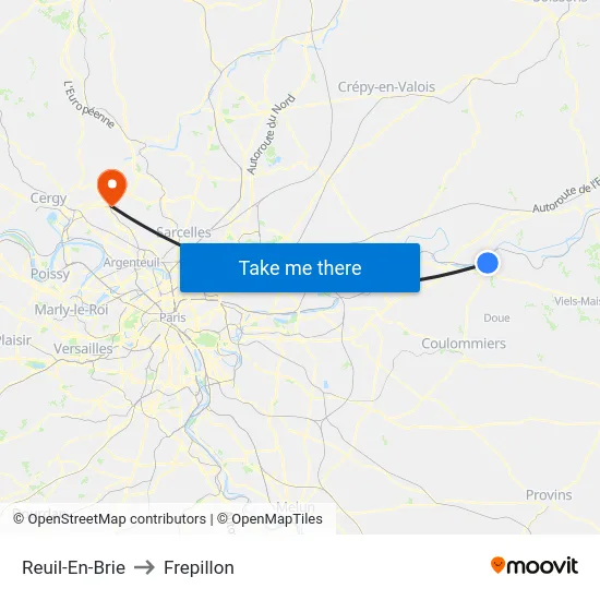 Reuil-En-Brie to Frepillon map