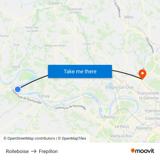 Rolleboise to Frepillon map
