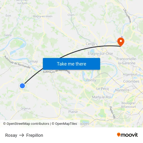 Rosay to Frepillon map
