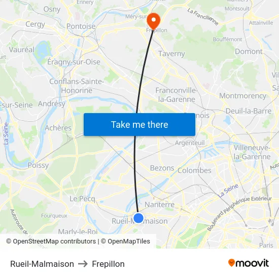 Rueil-Malmaison to Frepillon map