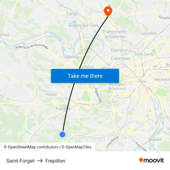 Saint-Forget to Frepillon map