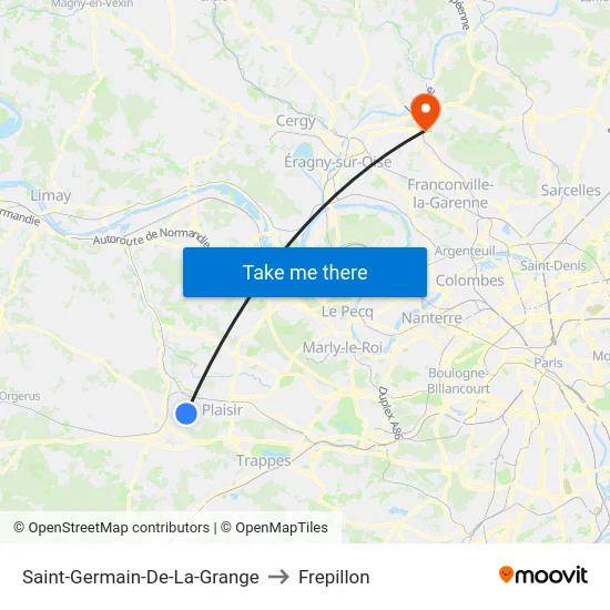 Saint-Germain-De-La-Grange to Frepillon map