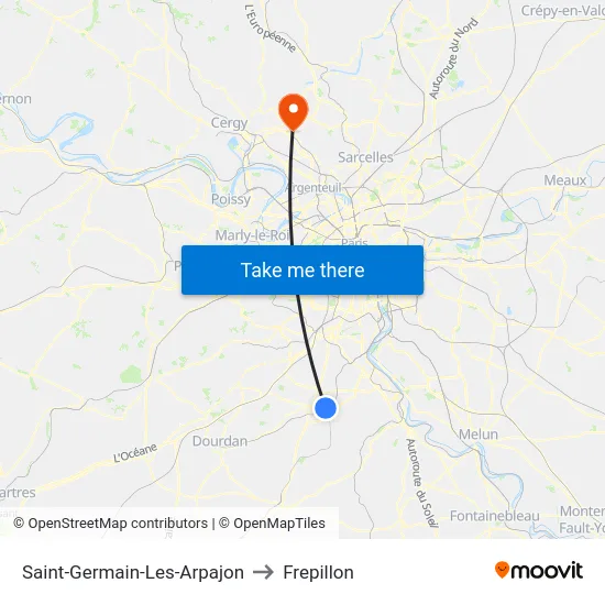 Saint-Germain-Les-Arpajon to Frepillon map