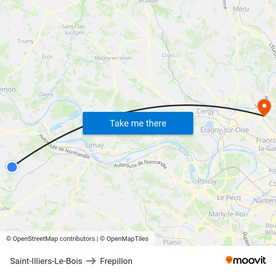 Saint-Illiers-Le-Bois to Frepillon map