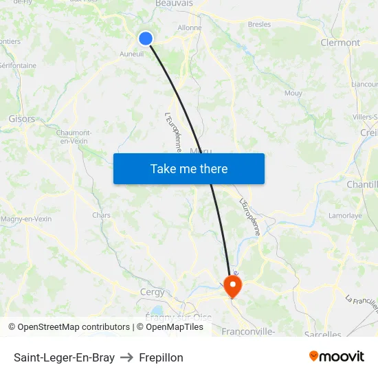 Saint-Leger-En-Bray to Frepillon map