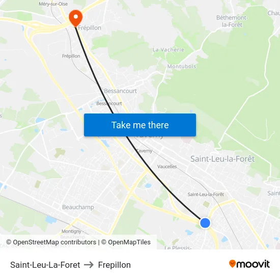 Saint-Leu-La-Foret to Frepillon map