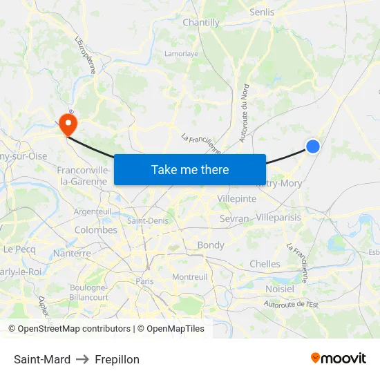 Saint-Mard to Frepillon map