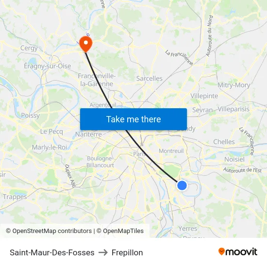 Saint-Maur-Des-Fosses to Frepillon map