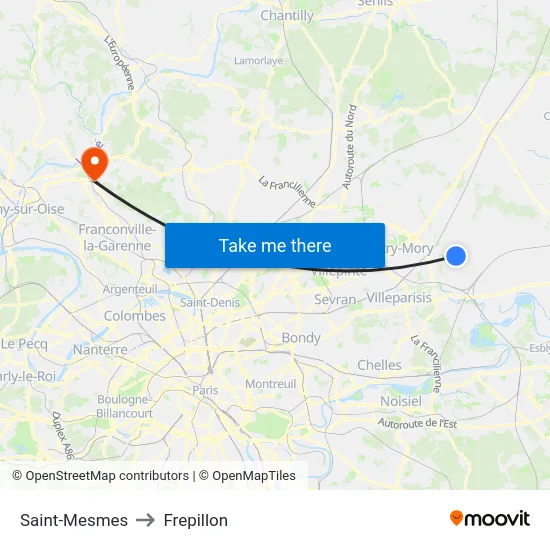 Saint-Mesmes to Frepillon map