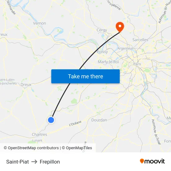Saint-Piat to Frepillon map