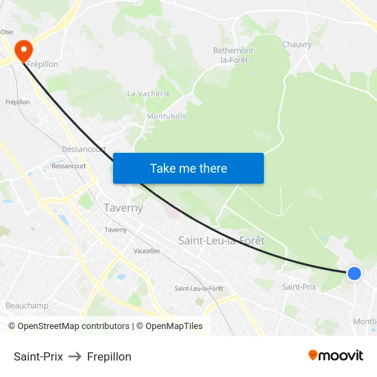 Saint-Prix to Frepillon map