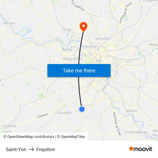 Saint-Yon to Frepillon map
