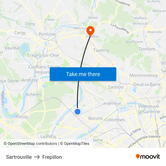 Sartrouville to Frepillon map