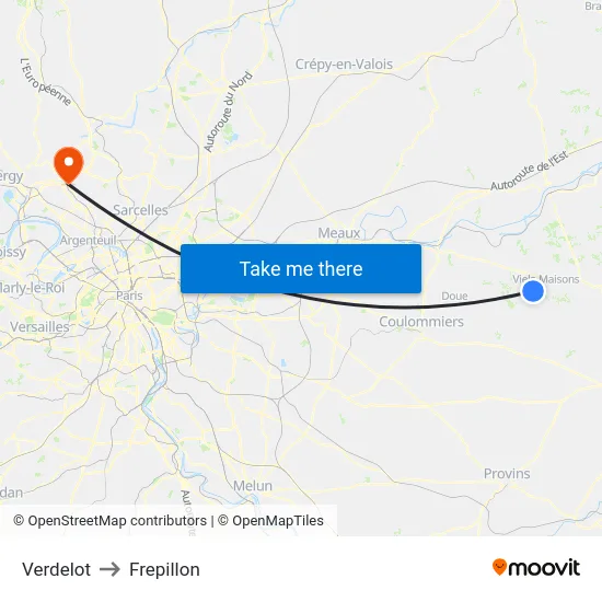 Verdelot to Frepillon map