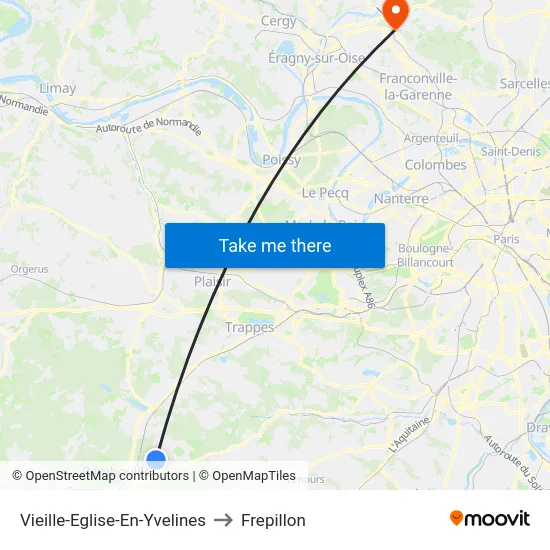 Vieille-Eglise-En-Yvelines to Frepillon map