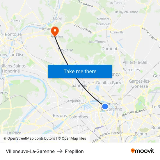 Villeneuve-La-Garenne to Frepillon map