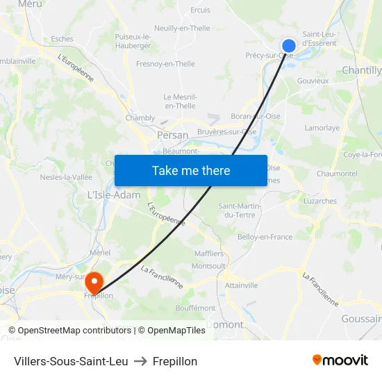 Villers-Sous-Saint-Leu to Frepillon map