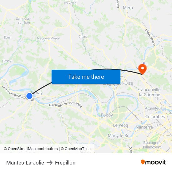Mantes-La-Jolie to Frepillon map