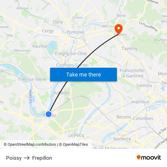 Poissy to Frepillon map