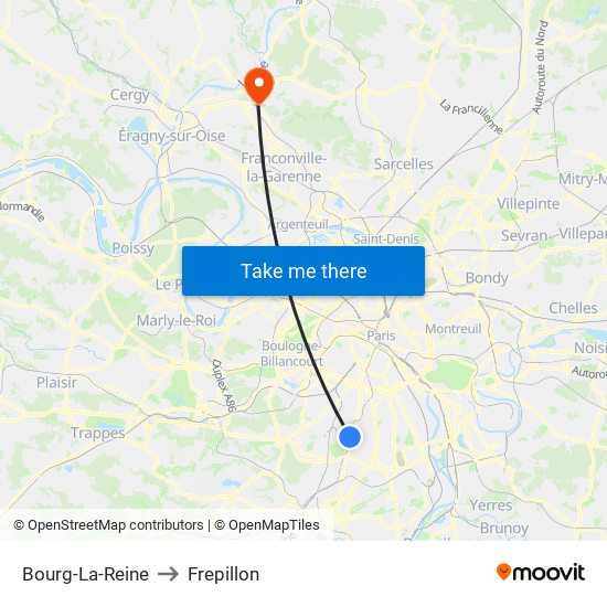 Bourg-La-Reine to Frepillon map