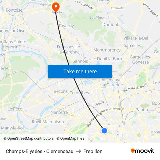 Champs-Élysées - Clemenceau to Frepillon map