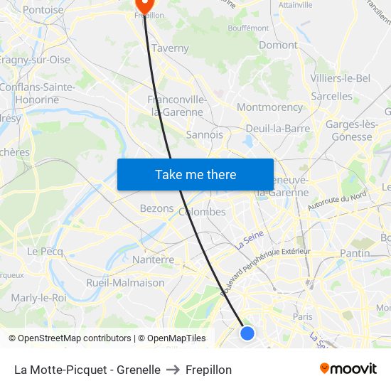 La Motte-Picquet - Grenelle to Frepillon map