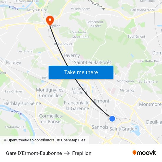 Gare D'Ermont-Eaubonne to Frepillon map