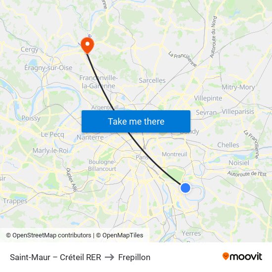 Saint-Maur – Créteil RER to Frepillon map