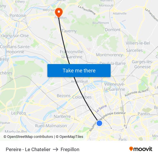 Pereire - Le Chatelier to Frepillon map