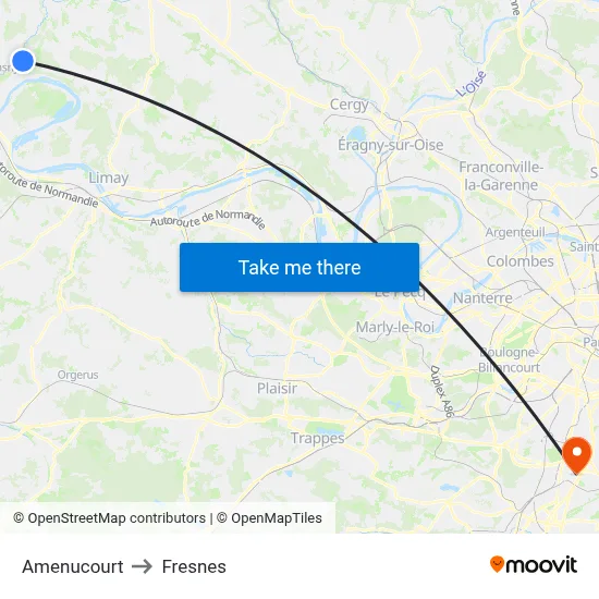 Amenucourt to Fresnes map