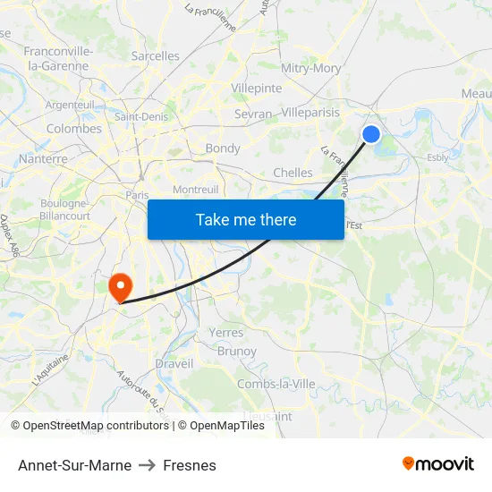 Annet-Sur-Marne to Fresnes map
