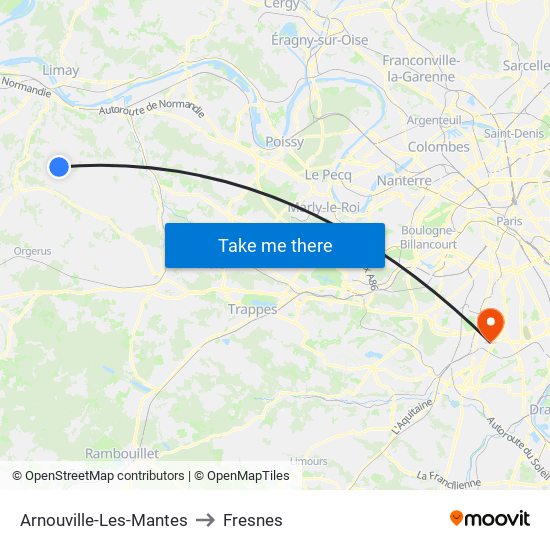 Arnouville-Les-Mantes to Fresnes map