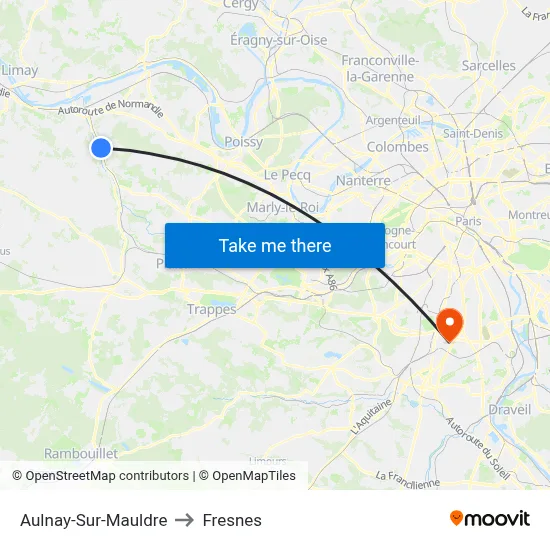 Aulnay-Sur-Mauldre to Fresnes map