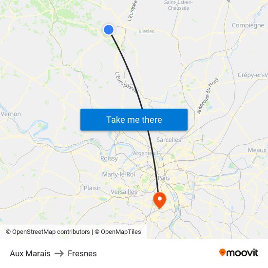 Aux Marais to Fresnes map