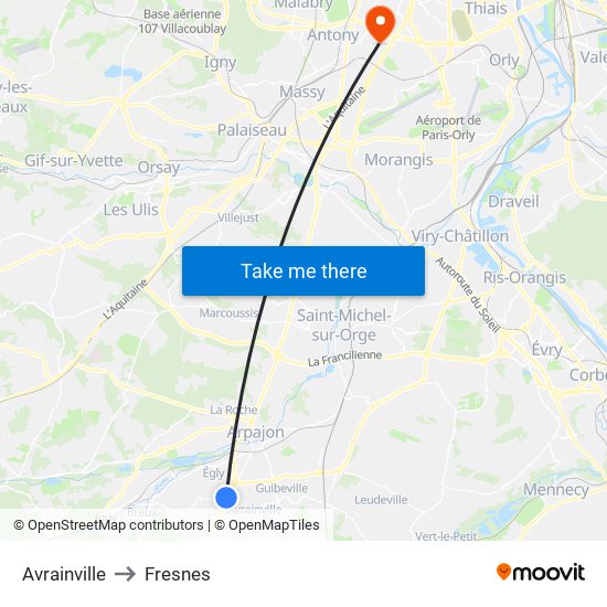 Avrainville to Fresnes map