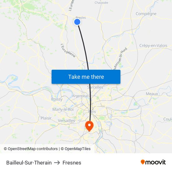 Bailleul-Sur-Therain to Fresnes map