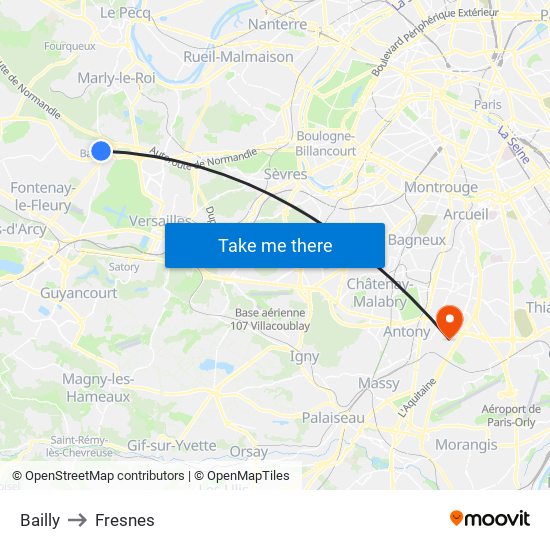 Bailly to Fresnes map