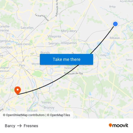 Barcy to Fresnes map