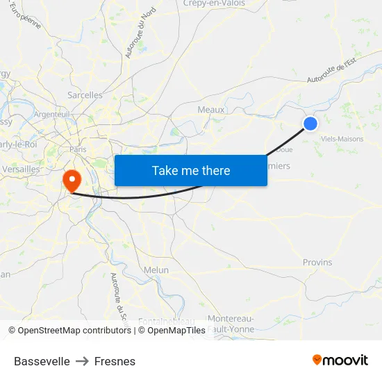 Bassevelle to Fresnes map