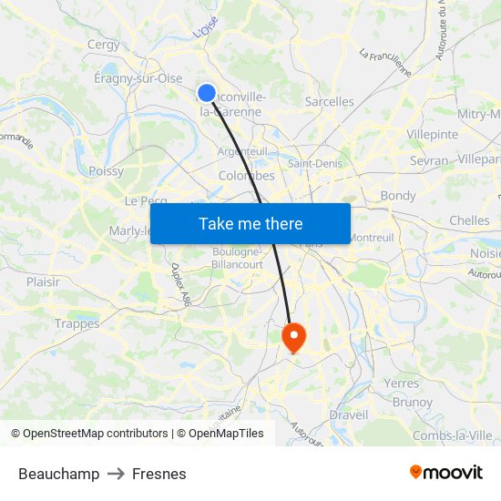 Beauchamp to Fresnes map