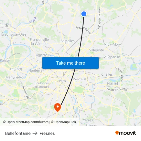 Bellefontaine to Fresnes map