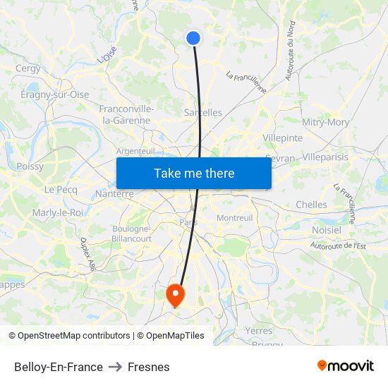 Belloy-En-France to Fresnes map
