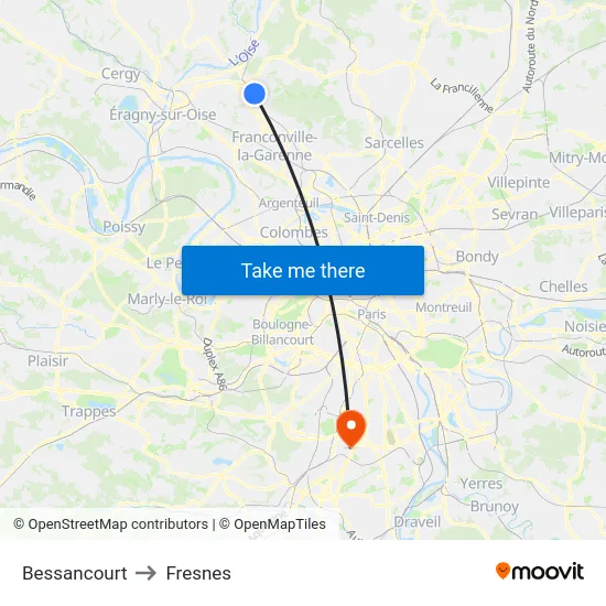 Bessancourt to Fresnes map